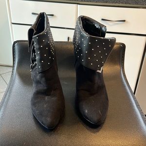 Kelly & Katie Black Ankle Boots with Studs